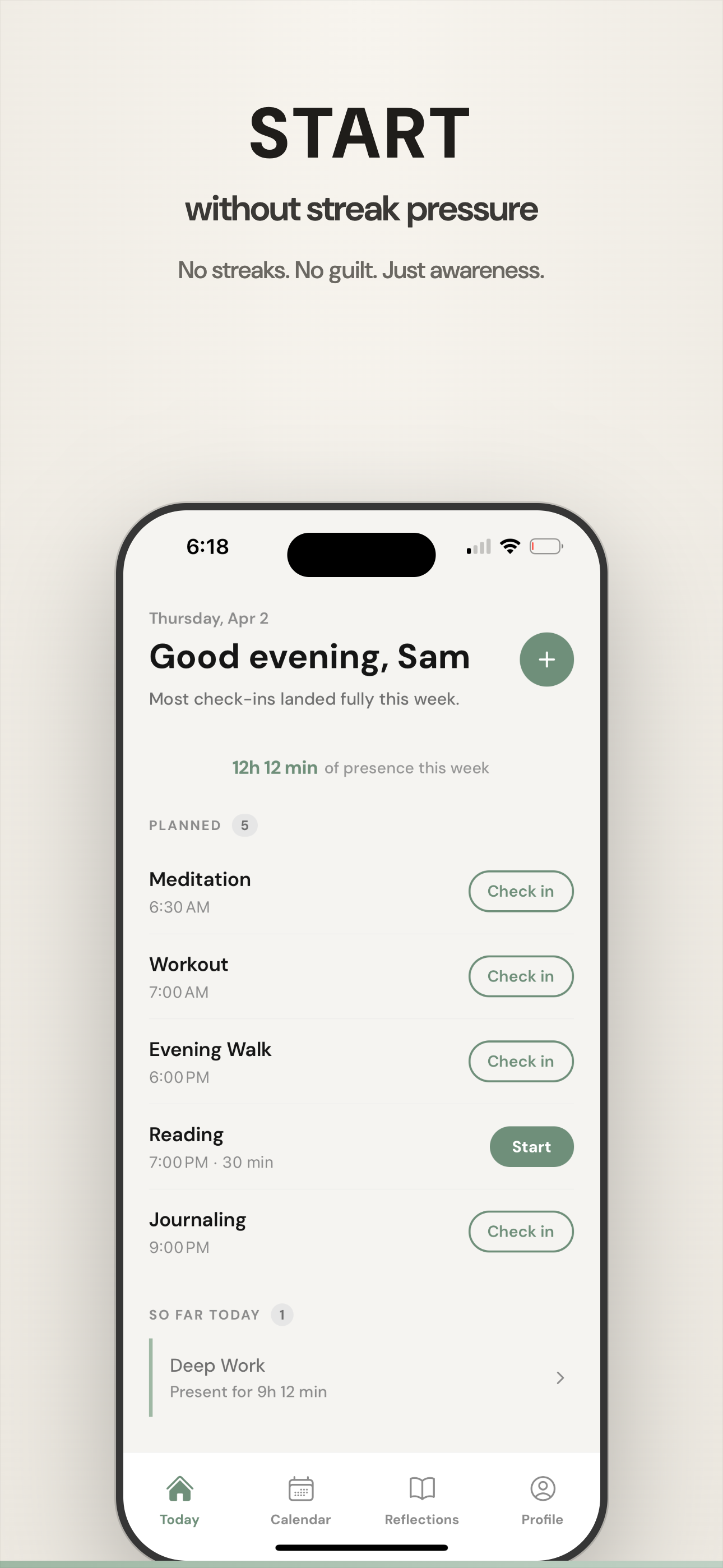 Start without streak pressure