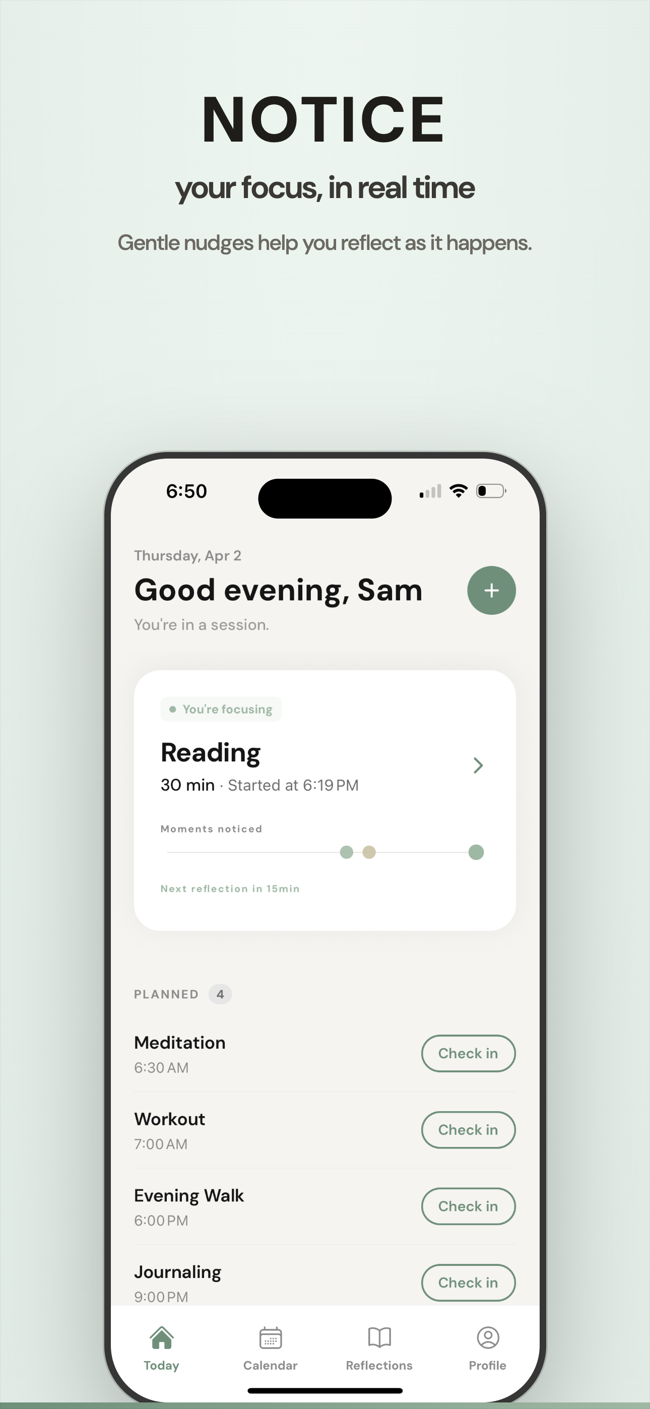 Notice your focus in real time