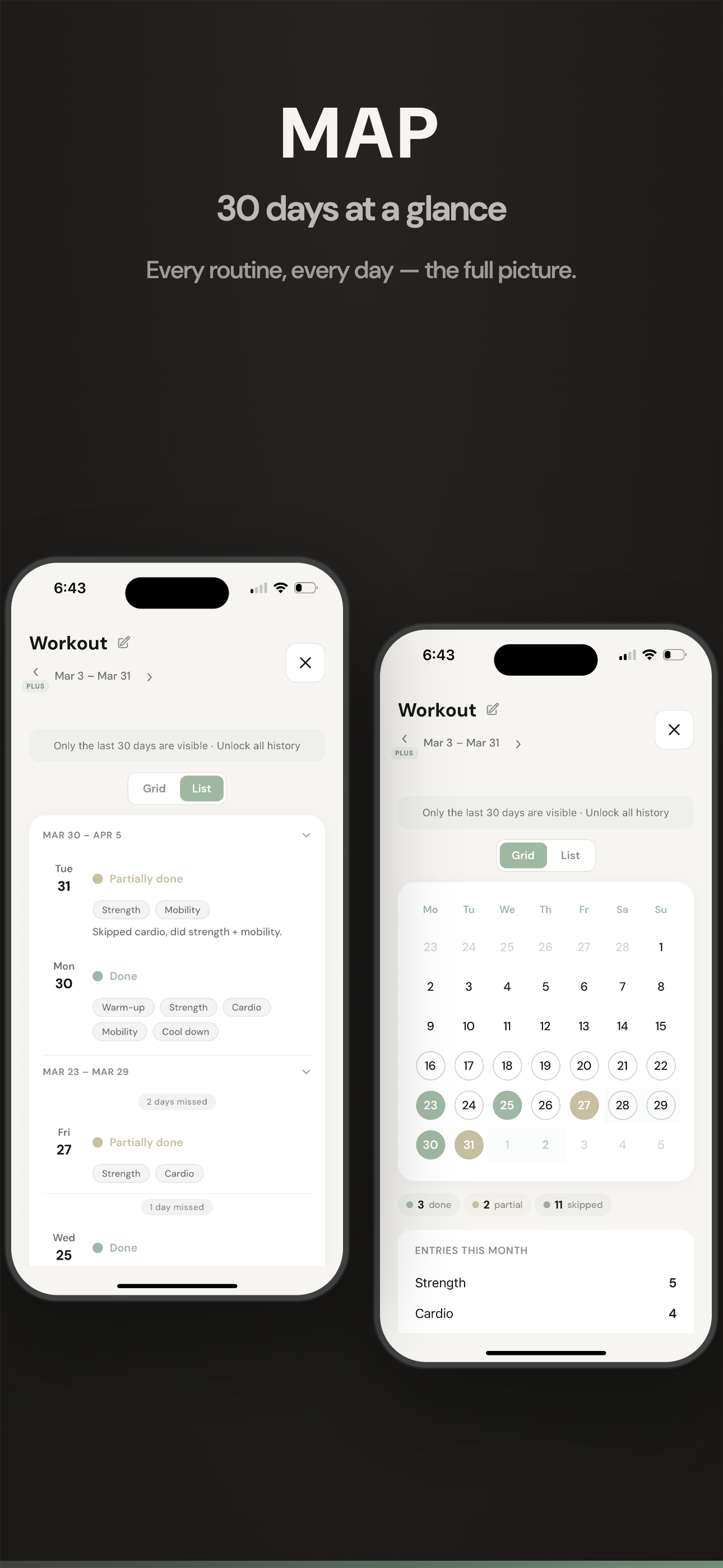 Map 30 days at a glance
